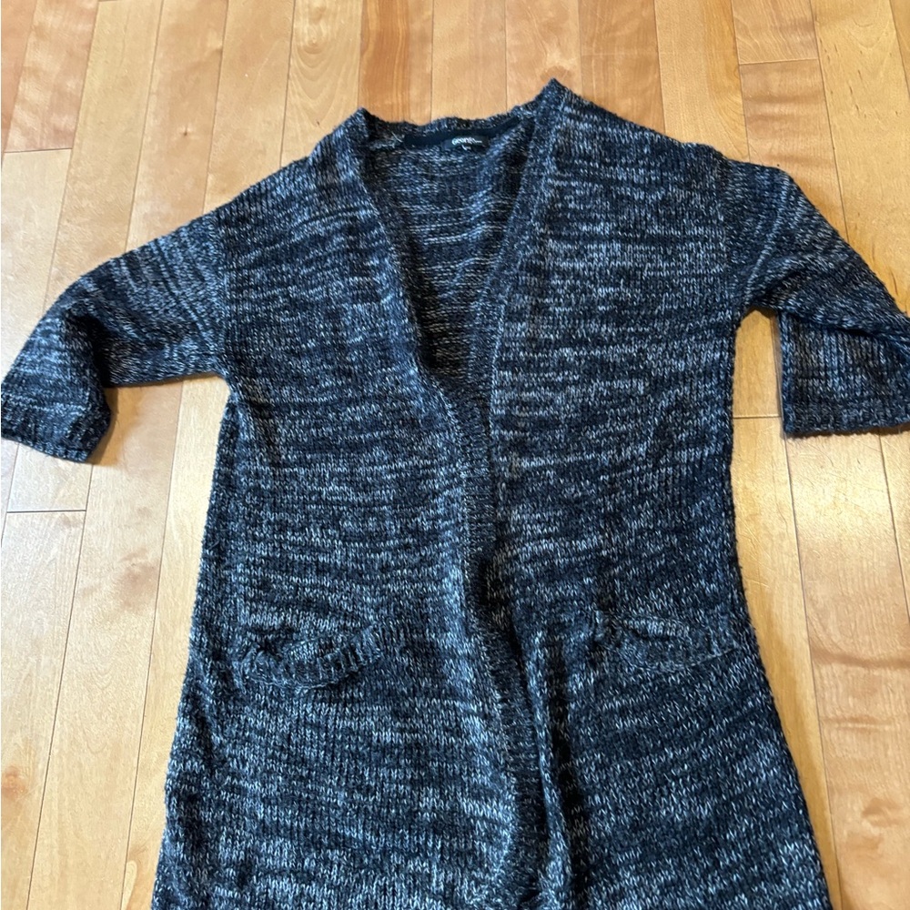 Long open knit sweater.  Xs but can fit like a small